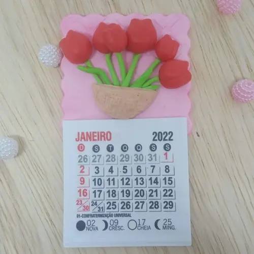 Calendário 2026 Tulipas no Vaso de Biscuit