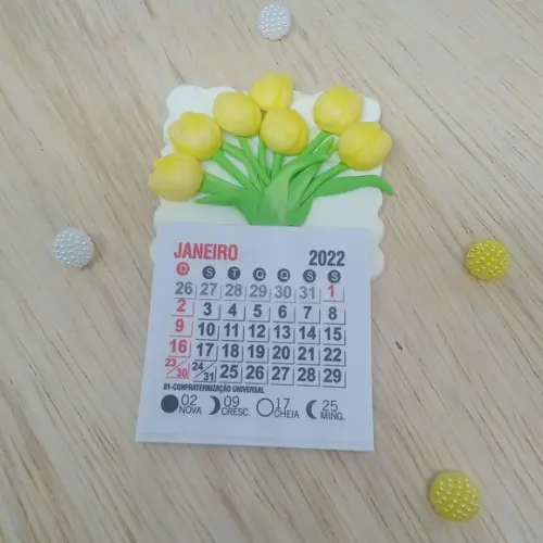 Calendário 2026 Tulipas Amarelas de Biscuit