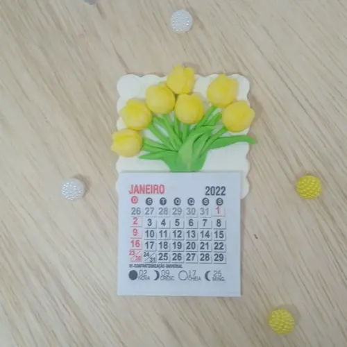Calendário 2026 Tulipas Amarelas de Biscuit