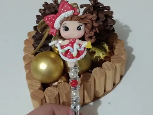 Caneta Decorada de Biscuit Tema de Natal
