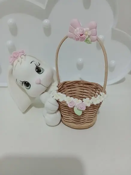 Cestinha com Coelho para Lembrancinhas de Páscoa