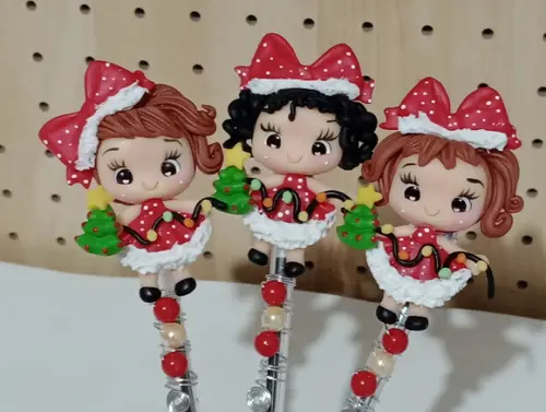 Caneta Decorada com Biscuit Tema Natalino Dez Peças