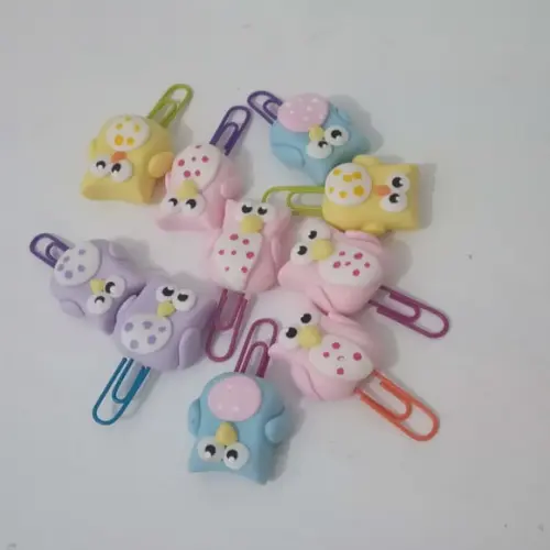 Clips Corujinhas de Biscuit Pacote com Dez