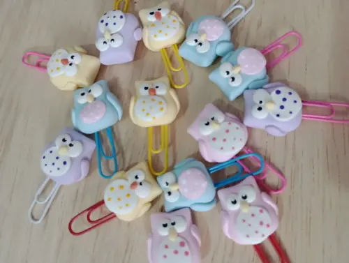 Clips Corujinhas de Biscuit Pacote com Dez