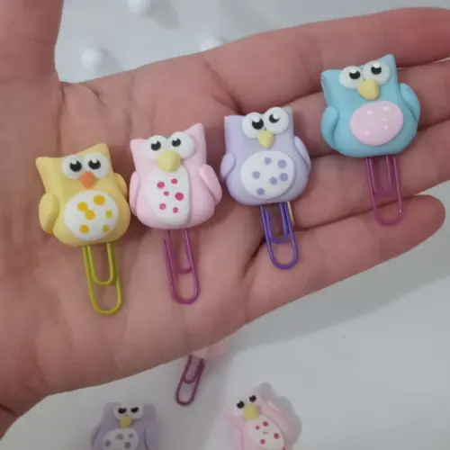 Clips Corujinhas de Biscuit Pacote com Dez
