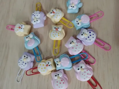 Clips Corujinhas de Biscuit Pacote com Dez