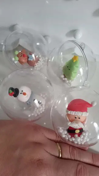 Enfeite de Árvore de Natal de Biscuit na Bola Acrílica