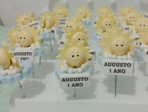 Enfeite de Cuia Solzinho com Plaquinha com Nome de Biscuit
