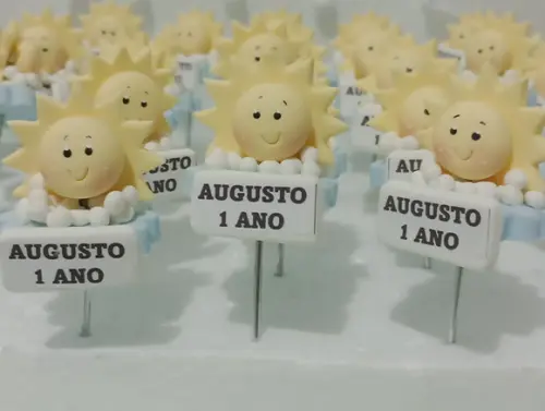 Enfeite de Cuia Solzinho com Plaquinha com Nome de Biscuit