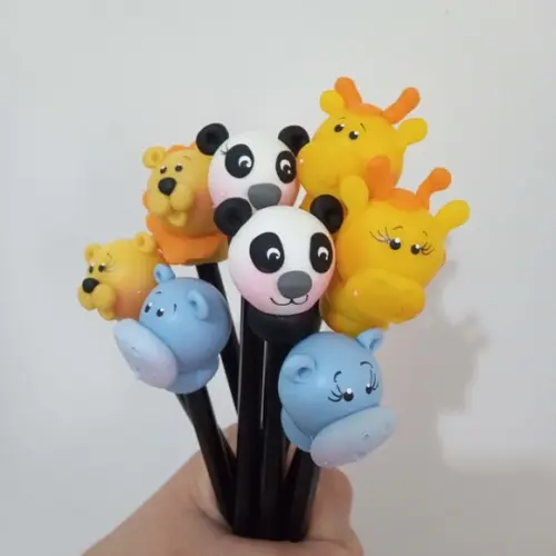 Lápis com Ponteira Animais de Biscuit para Lembrancinhas