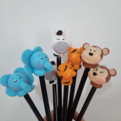 Lápis com Ponteira Animais de Biscuit para Lembrancinhas