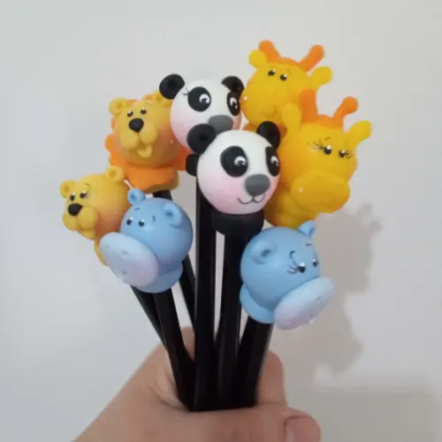Lápis com Ponteira Animais de Biscuit para Lembrancinhas