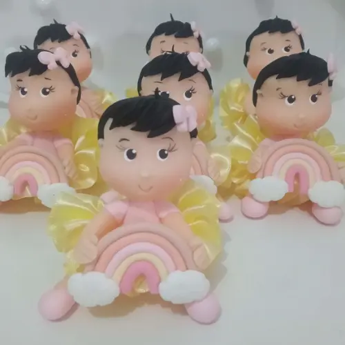 Lembrancinha Menina Arco-íris Boho de Biscuit