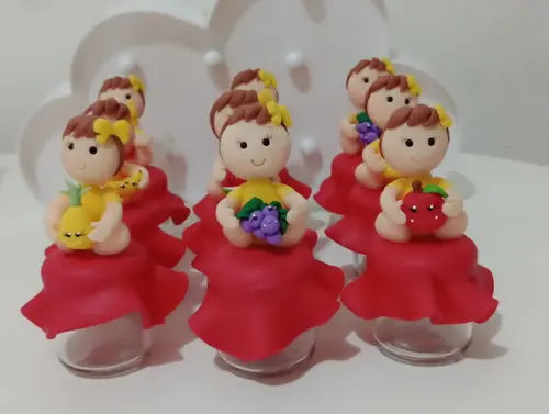 Lembrancinha Menina com Frutinhas de Biscuit Mini Potinho