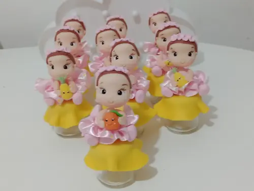 Lembrancinha Menina com Frutinhas de Biscuit Mini Potinho