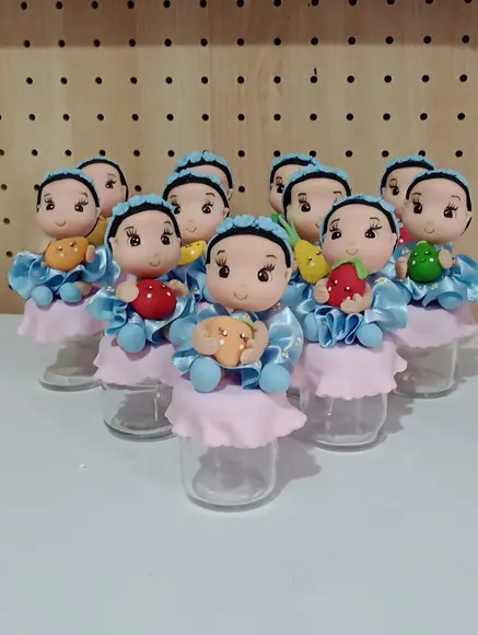 Lembrancinha Menina com Frutinhas de Biscuit Mini Potinho