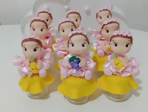 Lembrancinha Menina com Frutinhas de Biscuit Mini Potinho