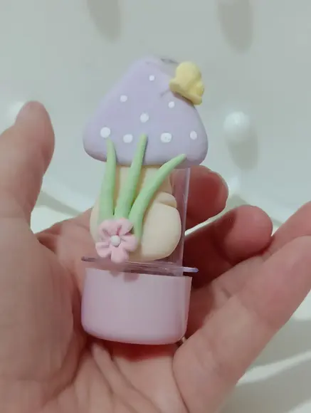 Lembrancinha Mini Tubete com Cogumelo de Biscuit com Dez