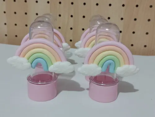 Lembrancinha Mini Tubete com Arco-íris de Biscuit com Dez