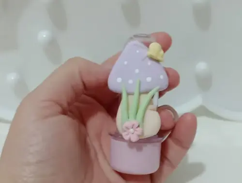 Lembrancinha Mini Tubete com Cogumelo de Biscuit com Dez