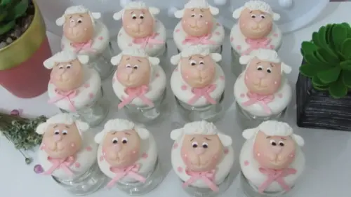Lembrancinha Ovelha Mini Potinhos Rosa