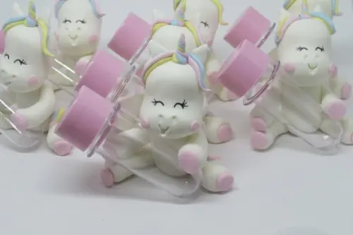 Lembrancinha Tubete com Unicórnio de Biscuit Dez Peças