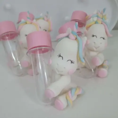 Lembrancinha Tubete com Unicórnio de Biscuit Dez Peças