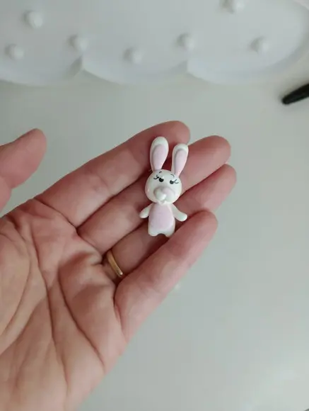 Mini Aplique Coelho de Biscuit Pacotinho com Dez