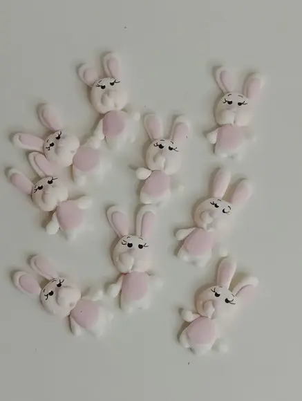 Mini Aplique Coelho de Biscuit Pacotinho com Dez