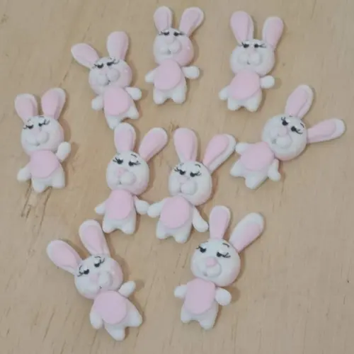 Mini Aplique Coelho de Biscuit Pacotinho com Dez