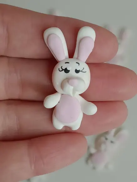 Mini Aplique Coelho de Biscuit Pacotinho com Dez