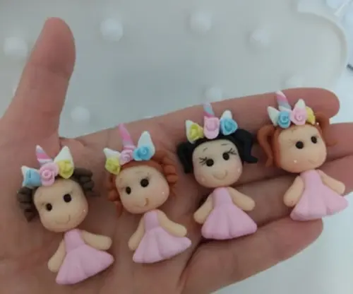 Mini Aplique Menina Unicórnio de Biscuit