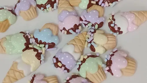 Mini Aplique Doces de Biscuit Sorvete e Cupcake Dez Peças