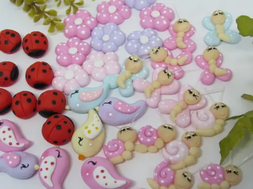 Mini Aplique Jardim de Biscuit com Dez Peças