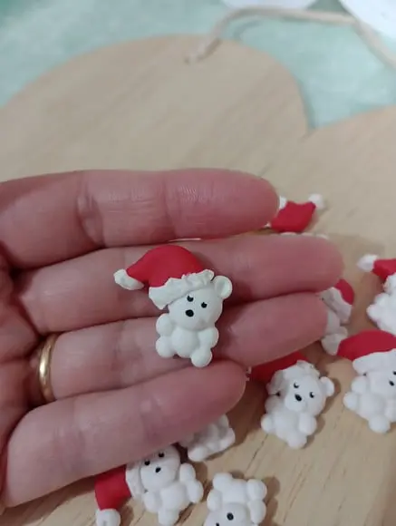 Mini Aplique Urso Polar Natal de Biscuit Vinte e Cinco Peças
