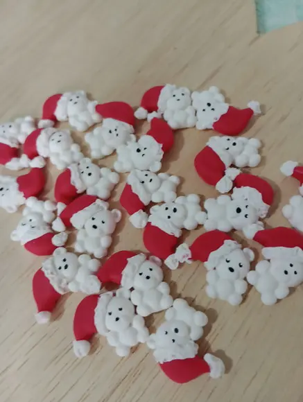 Mini Aplique Urso Polar Natal de Biscuit Vinte e Cinco Peças