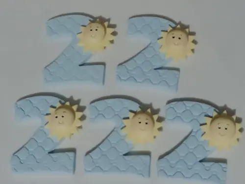Número de Biscuit com Sol para Lembrancinhas Personalizadas