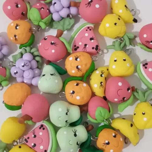 Pingente Frutinhas de Biscuit com Carinha