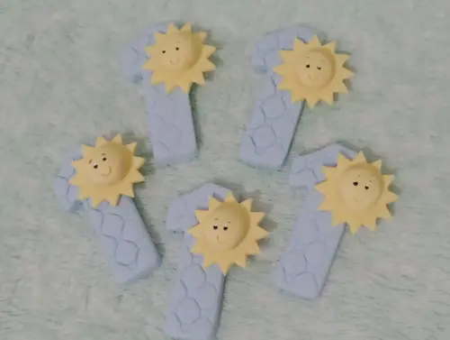 Número de Biscuit com Sol para Lembrancinhas Personalizadas