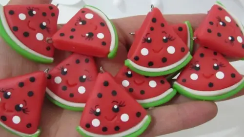 Pingente Melancia de Biscuit para Lembrancinhas