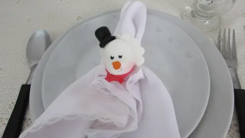 Porta Guardanapo de Natal Boneco de Neve de Biscuit