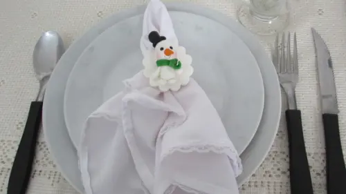 Porta Guardanapo de Natal Boneco de Neve de Biscuit