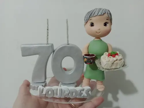 Topo de Bolo 70 Anos de Biscuit Festa Adulto