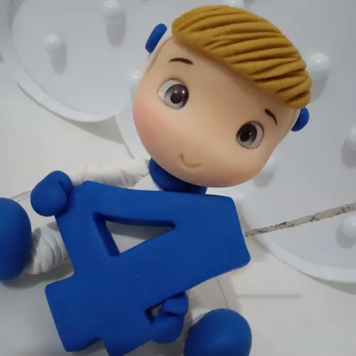 Topo de Bolo Astronauta de Biscuit com Vela