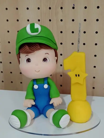 Topo de Bolo Baby Luigi de Biscuit