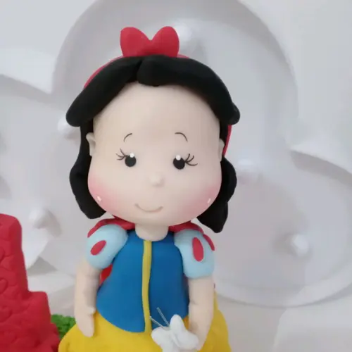Topo de Bolo Branca de Neve com Vela