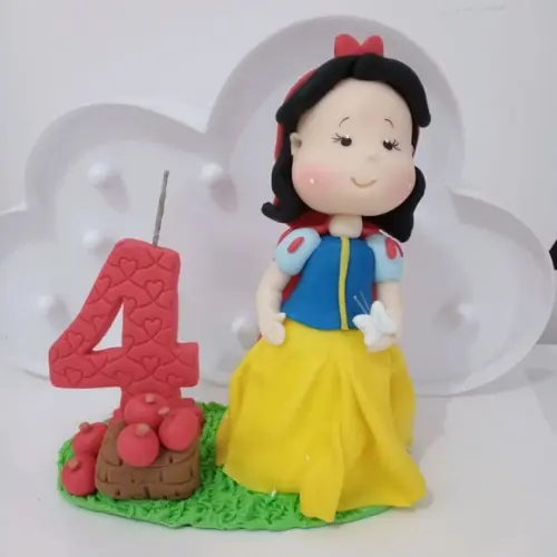 Topo de Bolo Branca de Neve com Vela
