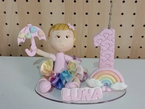 Topo de Bolo Chuva de Amor Menina