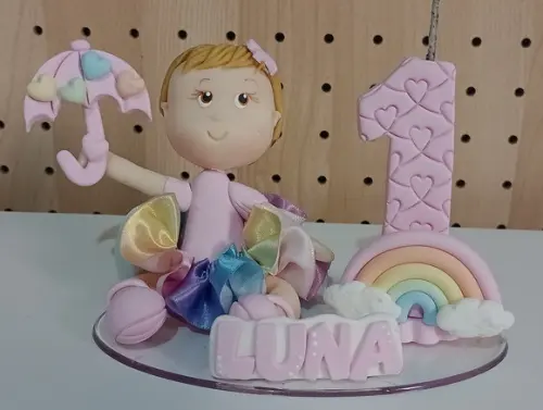 Topo de Bolo Chuva de Amor Menina