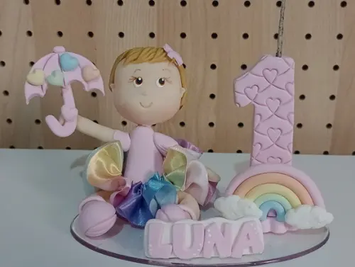 Topo de Bolo Chuva de Amor Menina